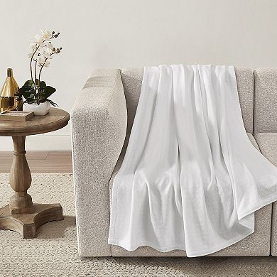 Borghese Roma Luxe Basket Weave Cotton Throw Blanket