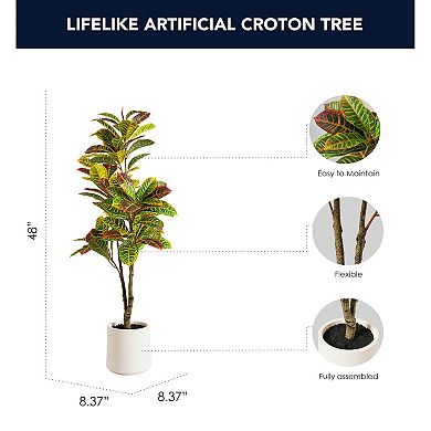 American Art Decor 48-in. Artificial Croton Tree Floor Decor