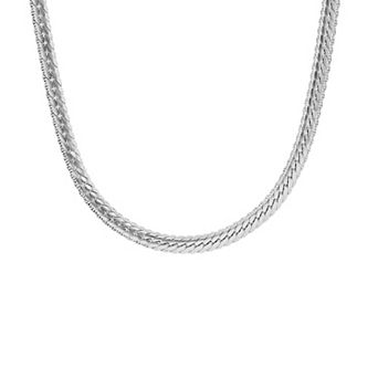 PRIMROSE Textured Flat Miami Cuban Frame Chain Necklace