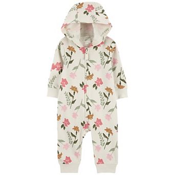 Baby Girl Carter's Floral Hooded Long Sleeve Jumpsuit