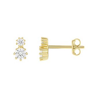 PRIMROSE Sterling Silver Double Stack Cubic Zirconia Stud Earrings