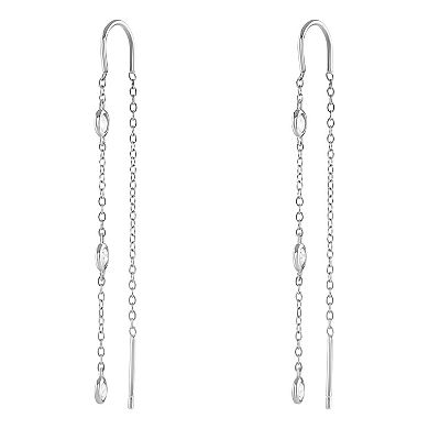 PRIMROSE Sterling Silver Bezel Cubic Zirconia Threader Earrings