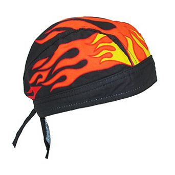 CTM Men's Cotton Lined Flames Do Rag Cap