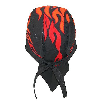 CTM Men's Cotton Lined Flames Do Rag Cap