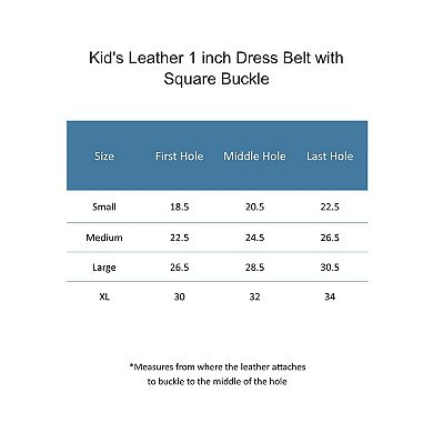 CTM Kid's Leather 1 inch Dress Belt with Square Buckle