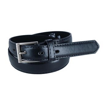 CTM Kid's Leather 1 inch Dress Belt with Square Buckle