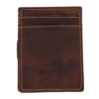 CTM Men's Leather Front Pocket Wallet with Elastic Keeper