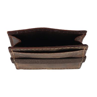 CTM Men's Leather Front Pocket Wallet with Elastic Keeper