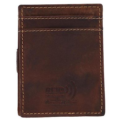 CTM Men's Leather Front Pocket Wallet with Elastic Keeper