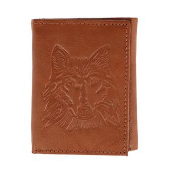 CTM Men's RFID Wolf Embossed Trifold Wallet