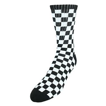 Mad Toro Men's Cotton Blend Race Flag Checkered Socks, One Pair