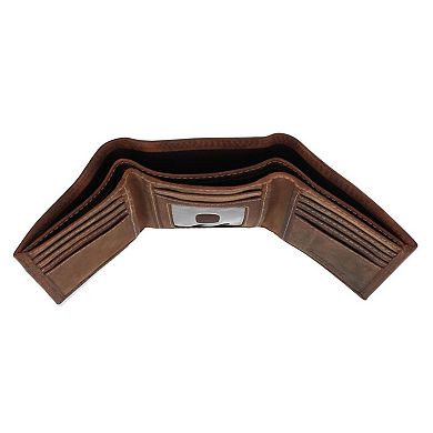 CTM Men's Leather Contrast Stitch Trifold Wallet