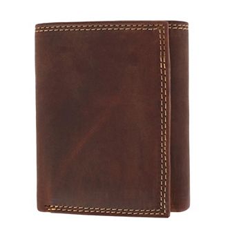 CTM Men's Leather Contrast Stitch Trifold Wallet