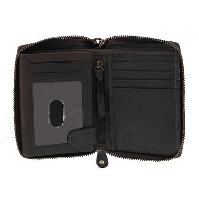 CTM Men's Bifold Zip Around Chain Wallet with Interior Zip
