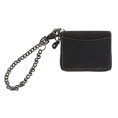 CTM Men's Bifold Zip Around Chain Wallet with Interior Zip
