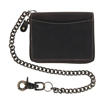 CTM Men's Bifold Zip Around Chain Wallet with Interior Zip