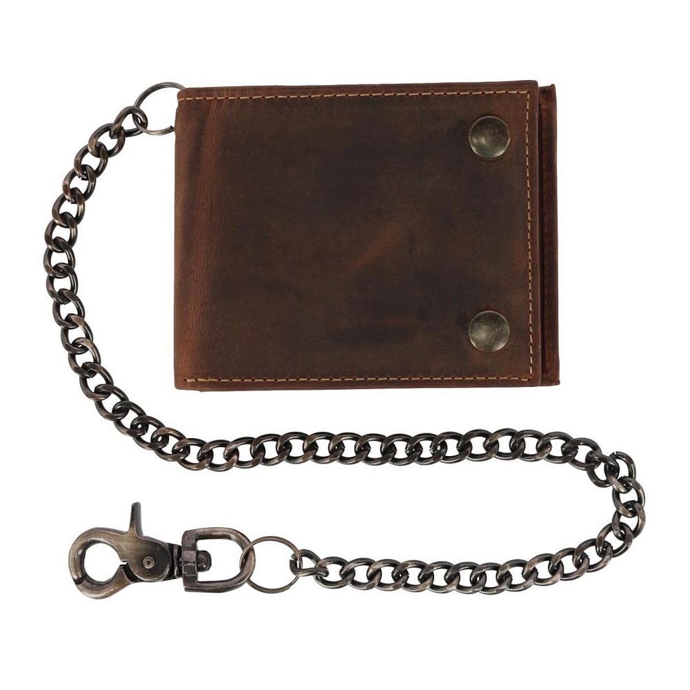 CTM Men's Leather Bifold Chain Wallet