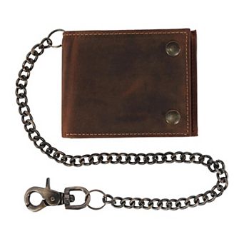 CTM Men's Leather Bifold Chain Wallet