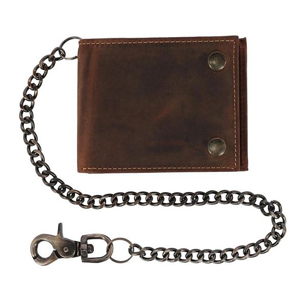 CTM Men's Leather Bifold Chain Wallet
