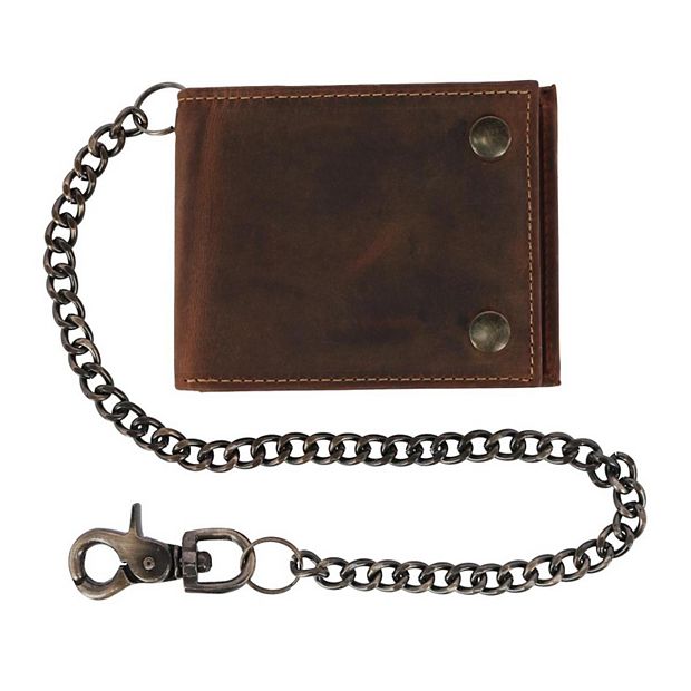CTM Men's Leather Bifold Chain Wallet
