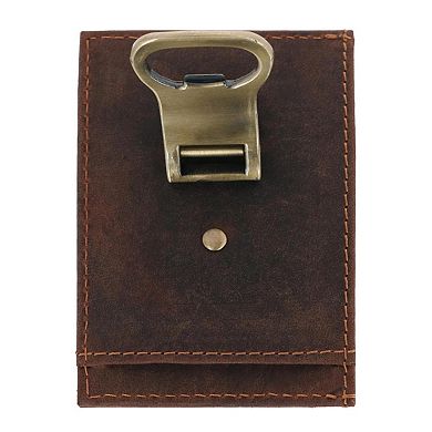 CTM Men's Leather Bottle Opener Money Clip Wallet