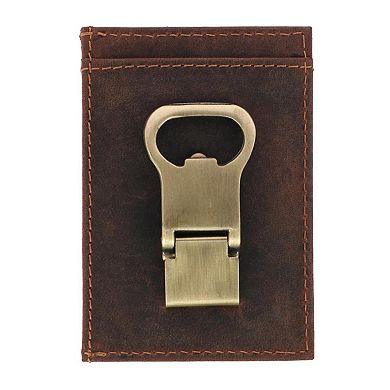 CTM Men's Leather Bottle Opener Money Clip Wallet