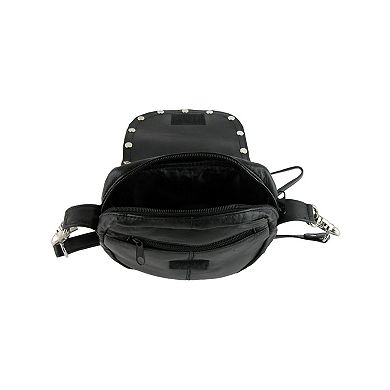 CTM Leather Studded Biker Belt Waistpack
