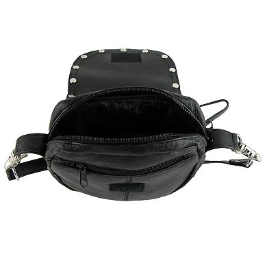 CTM Leather Studded Biker Belt Waistpack