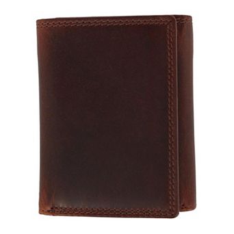 CTM Men's Oil Tanned Leather Trifold Wallet with ID Flap