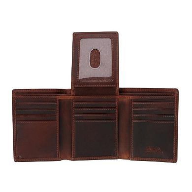 CTM Men's Oil Tanned Leather Trifold Wallet with ID Flap