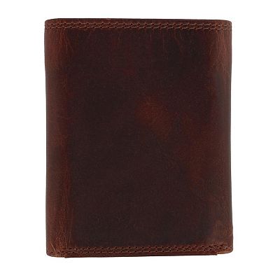 CTM Men's Oil Tanned Leather Trifold Wallet with ID Flap