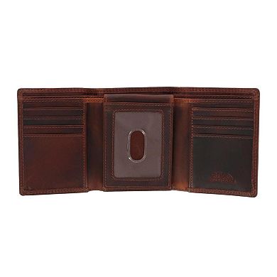 CTM Men's Oil Tanned Leather Trifold Wallet with ID Flap