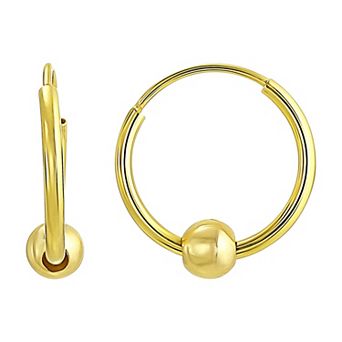 Charming Girl 14k Gold Endless Bead Hoop Earrings