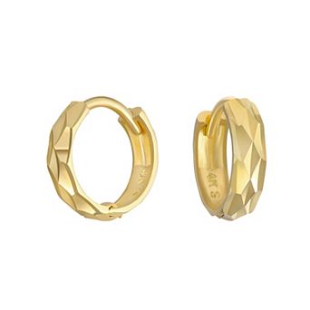 Charming Girl 14k Gold Faceted Huggie Hoop Earrings