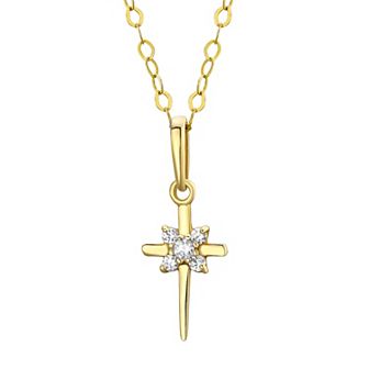 Charming Girl 14k Gold Cubic Zirconia Cross Pendant Necklace