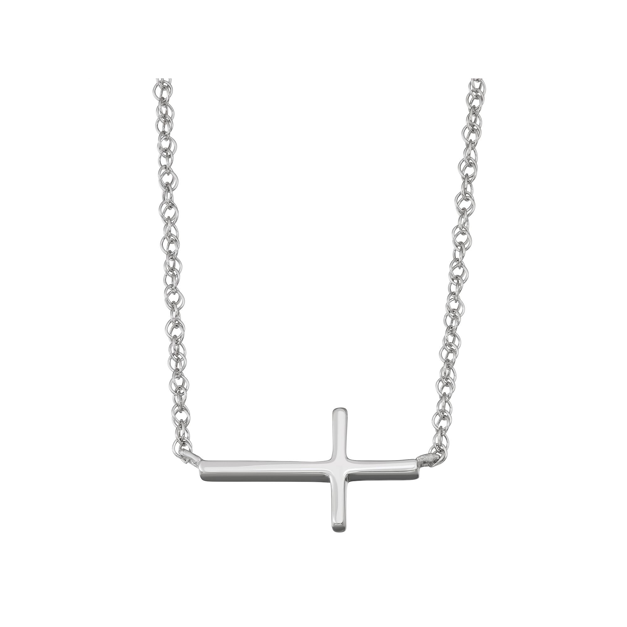 Charming Girl Kids Sterling Silver Sideways Cross Necklace, Girls, Size: