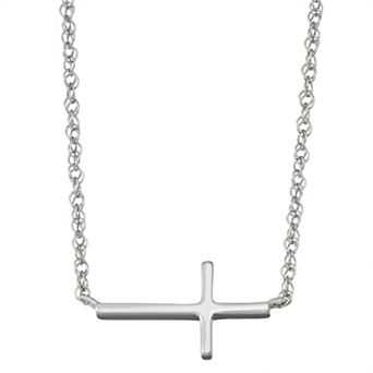 Charming Girl Kids' Sterling Silver Sideways Cross Necklace