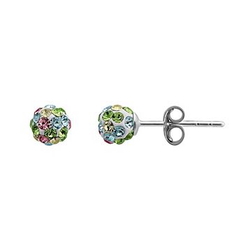 Charming Girl Kids' Sterling Silver Multicolor Crystal Fireball Stud Earrings