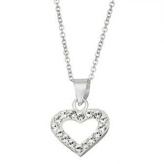 Charming Girl Kids' Sterling Silver Crystal Heart Pendant Necklace