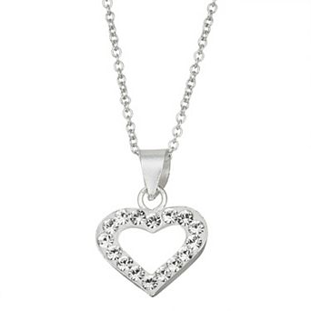 Charming Girl Kids' Sterling Silver Crystal Heart Pendant Necklace