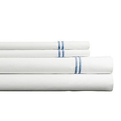 Pointehaven 300 Thread Count Embellished Cotton Percale Sheet Set or Pillowcases