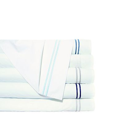 Pointehaven 300 Thread Count Embellished Cotton Percale Sheet Set or Pillowcases