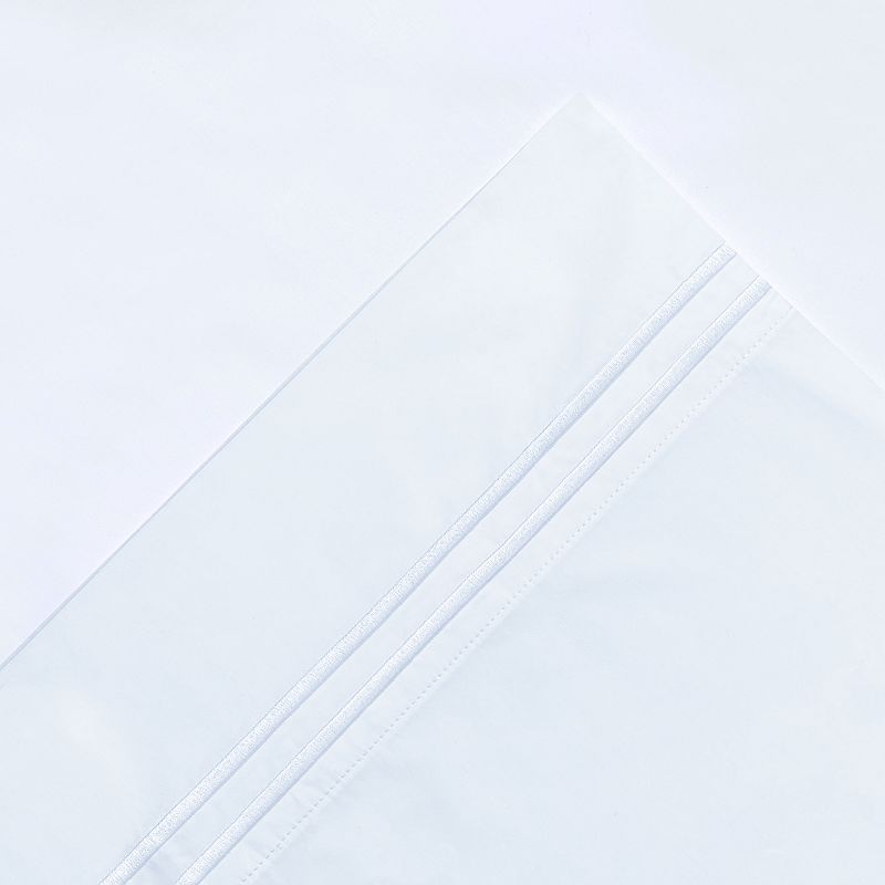 Pointehaven 300 Thread Count Embellished Cotton Percale Sheet Set or Pillowcases, White