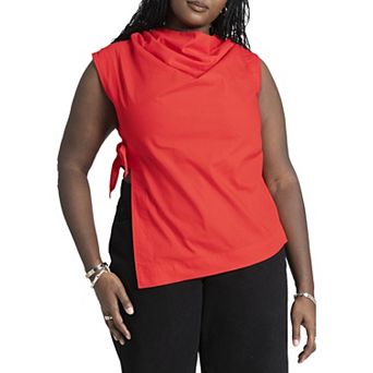 ELOQUII Women's Plus Size Asym Tie Top