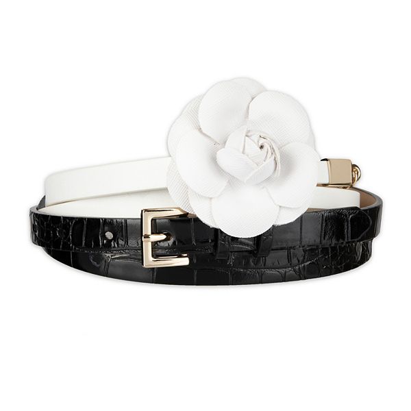 Women's LC Lauren Conrad 2-pc. Floral & Faux Croc Belt Set