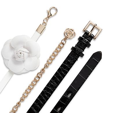 Women's LC Lauren Conrad 2-pc. Floral & Faux Croc Belt Set