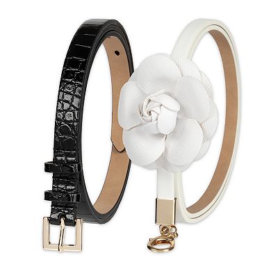 Women's LC Lauren Conrad 2-pc. Floral & Faux Croc Belt Set