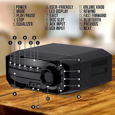 LyxJam Bluetooth Stereo System for Home W/CD Player, MP3, USB, Bass & Remote
