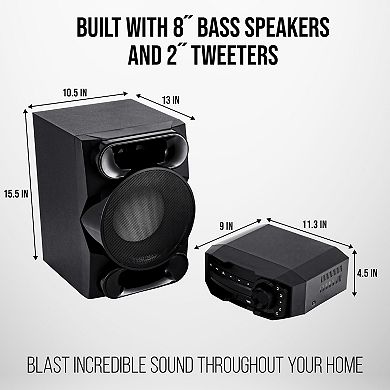 LyxJam Bluetooth Stereo System for Home W/CD Player, MP3, USB, Bass & Remote