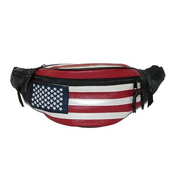 CTM Leather Patriotic American Flag Fanny Waist Pack